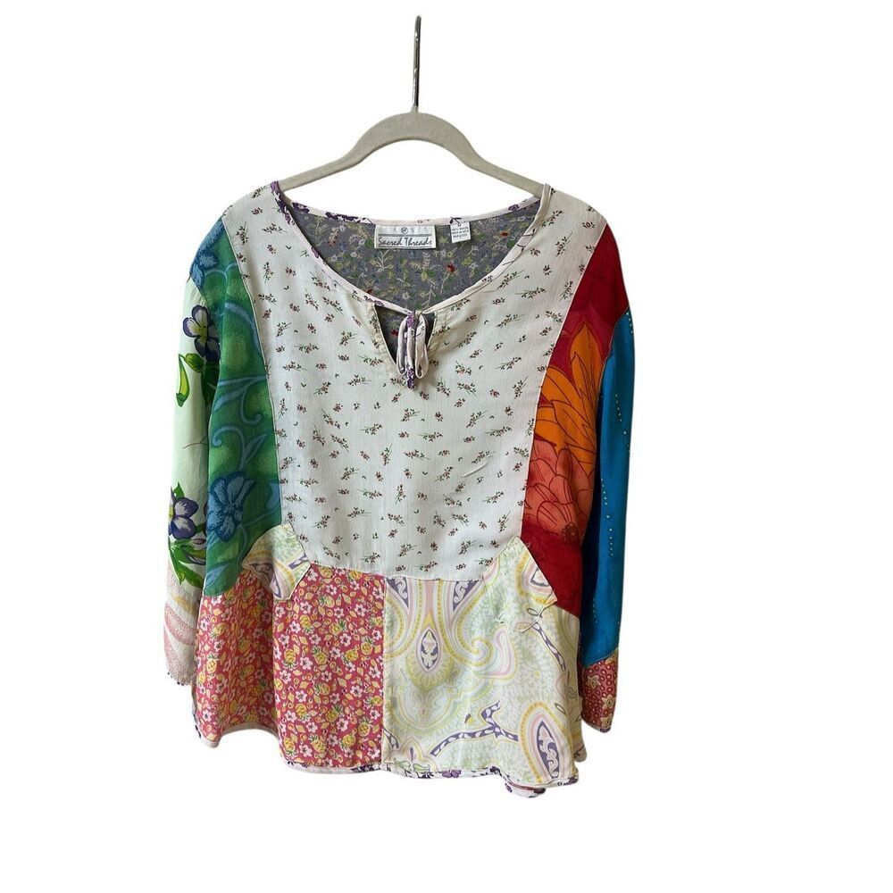 Sacred Threads tunic blouse multi print sz Medium